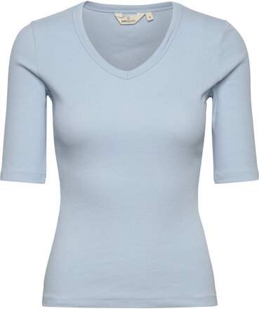 Ludmilla Ss Tee Gots Tops T-shirts & Tops Short-sleeved Blue Basic Apparel