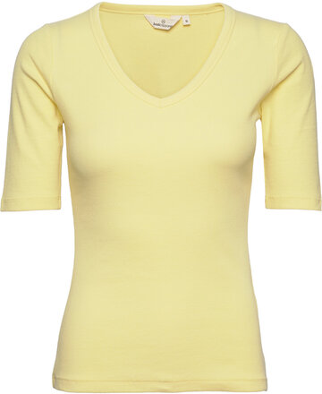 Ludmilla Ss Tee Gots Tops T-shirts & Tops Short-sleeved Yellow Basic Apparel