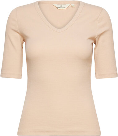 Ludmilla Ss Tee Gots Tops T-shirts & Tops Short-sleeved Beige Basic Apparel