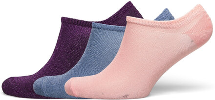 Solid Glitter Sneakie Sock 3 Pack Lingerie Socks Footies-ankle Socks Pink Becksöndergaard