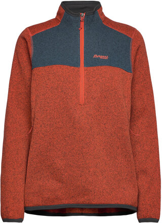 Kamphaug Knitted W Half Zip Brick/Orion Blue Xl Sport Sweatshirts & Hoodies Fleeces & Midlayers Blue Bergans