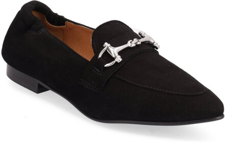 Biatracey Loafer Sneffle Suede Loafers Flade Sko Black Bianco