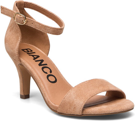 Biaadore Basic Sandal Sandal Med Klack Beige Bianco