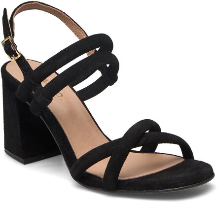 Biacharlene Cross Sandal Sandal Med Klack Black Bianco