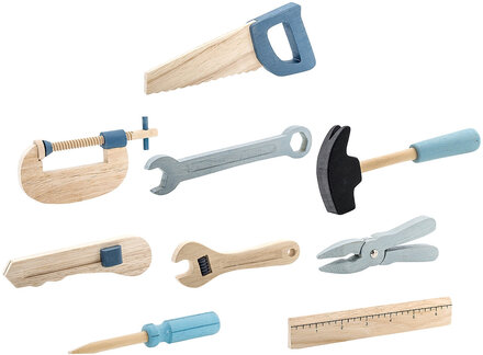 Robin Toy Tool Set, Blue, Beech Set Of 9 Toys Role Play Toy Tools Blå Bloomingville*Betinget Tilbud