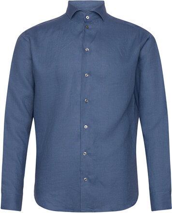 Regular Fit Men Shirt Tops Shirts Linen Shirts Blue Bosweel Shirts Est. 1937