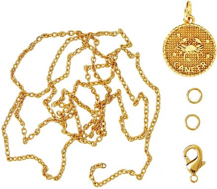 Zodiac Coin Pendant And Chain Set, Cancer Toys Creativity Drawing & Crafts Craft Jewellery & Accessories Gold Me & My Box