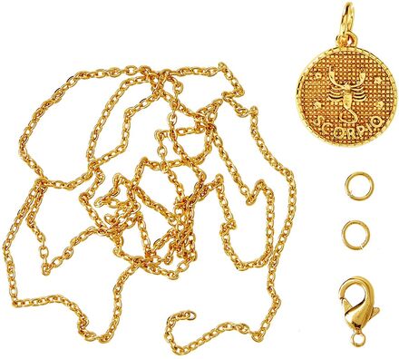 Zodiac Coin Pendant And Chain Set, Scorpio Toys Creativity Drawing & Crafts Craft Jewellery & Accessories Gold Me & My Box