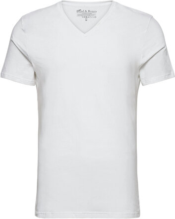 V-Neck T-Shirt T-shirts Short-sleeved Hvit Bread & Boxers*Betinget Tilbud