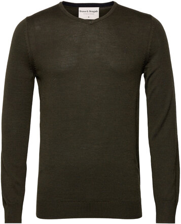 Bs Uranus Regular Fit Knitwear Strikkegenser V-krage Kakigrønn Bruun & Stengade*Betinget Tilbud