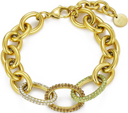 Harper Mix Bracelet Lt.green/Gold Accessories Jewellery Bracelets Chain Bracelets Gull Bud To Rose*Betinget Tilbud