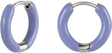 Enamel Hoop Lt.blue /Silver Accessories Jewellery Earrings Hoops Blå Bud To Rose*Betinget Tilbud