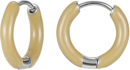 Enamel Hoop Sand/Silver Accessories Jewellery Earrings Hoops Beige Bud To Rose