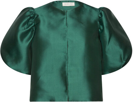 Cleo Pouf Sleeve Blouse Blouses Short-sleeved Grønn By Malina*Betinget Tilbud