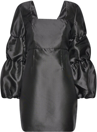 Georgia Double Pouf Sleeve Mini Dress Kort Klänning Black Malina