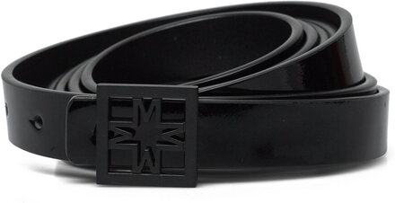 Hazel Double Length Patent Iconic Leather Belt Belte Svart By Malina*Betinget Tilbud