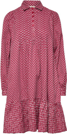 Structured Cotton Shift Dress Dresses Shirt Dresses Multi/mønstret By Ti Mo*Betinget Tilbud