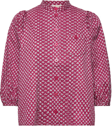 Structured Cotton Shirt Blouses Short-sleeved Multi/mønstret By Ti Mo*Betinget Tilbud