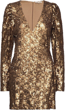 Sequins Mini Dress Kort Kjole Gold By Ti Mo