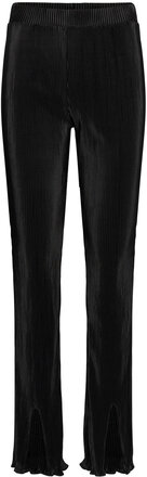 Pleata Slit Pants Bottoms Trousers Straight Leg Black Bzr