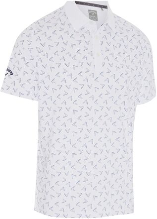 Printed Chev Polo Tops Polos Short-sleeved White Callaway