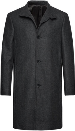 Wool Blend Funnel Neck Coat Uldfrakke Frakke Grey Calvin Klein