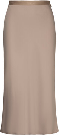 Recycled Cdc Bias Cut Midi Skirt Knälång Kjol Brown Calvin Klein