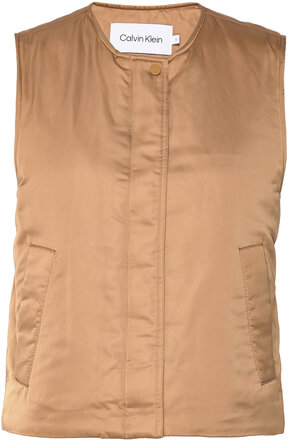 Minimal Padded Satin Vest Vests Padded Vests Beige Calvin Klein*Betinget Tilbud