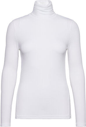 Modal Rib Longsleeve Turtleneck Tops Knitwear Turtleneck White Calvin Klein