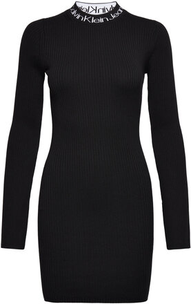 Logo Intarsia Sweater Dress Dresses Knitted Dresses Svart Calvin Klein Jeans*Betinget Tilbud