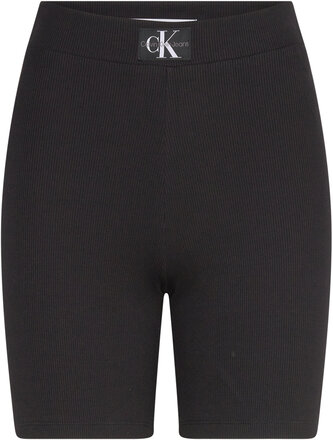Woven Label Rib Shorts Bottoms Shorts Cycling Shorts Black Calvin Klein Jeans