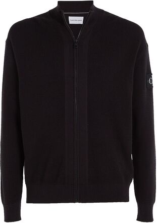 Core Badge Sweater Zip Through Tops Knitwear Full Zip Jumpers Black Calvin Klein Jeans