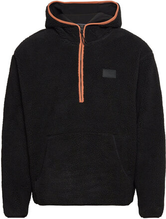 Sherpa Half Zip Hoodie Tops Sweatshirts & Hoodies Fleeces & Midlayers Black Calvin Klein Jeans