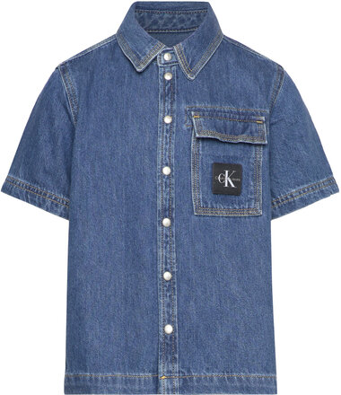 Denim Ss Shirt Utility Blue Shirts Short-sleeved Shirts Blå Calvin Klein*Betinget Tilbud