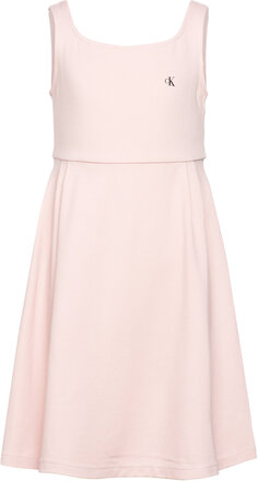 Back Logo Tape Fit Flare Dress Dresses & Skirts Dresses Casual Dresses Sleeveless Casual Dresses Pink Calvin Klein