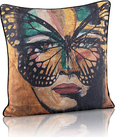 Secret Butterfly - Pillow Case Home Textiles Cushions & Blankets Cushion Covers Oransje Carolina Gynning*Betinget Tilbud