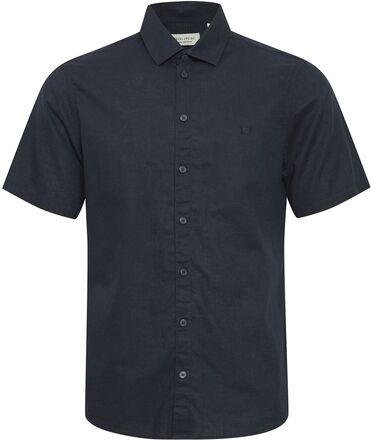 Cfaksel Ss Linen Mix Shirt Tops Shirts Short-sleeved Navy Casual Friday