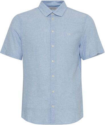 Cfaksel Ss Linen Mix Shirt Tops Shirts Short-sleeved Blue Casual Friday