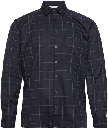 Alvin Ls Checked Relaxed Shirt Tops Shirts Casual Navy Casual Friday