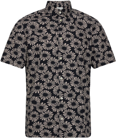Cfanton Ss Flower Printed Shirt Tops Shirts Short-sleeved Navy Casual Friday