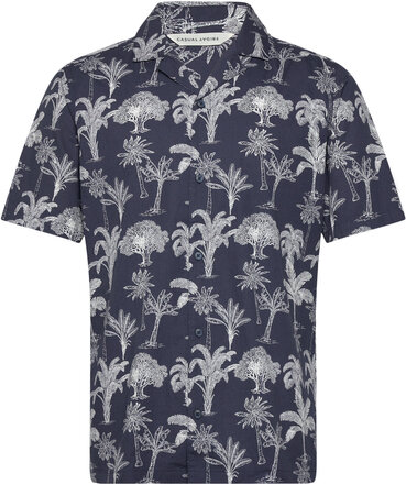 Cfanton Ss Rc Aop Palm Shirt Tops Shirts Short-sleeved Blue Casual Friday