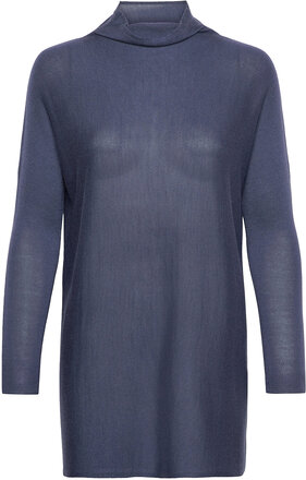 Merino Lyocell Wide Turtleneck Tops Knitwear Turtleneck Blue Cathrine Hammel