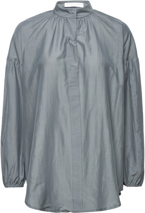 Cotton Silk Poem Shirt Bluse Langermet Grå Cathrine Hammel*Betinget Tilbud