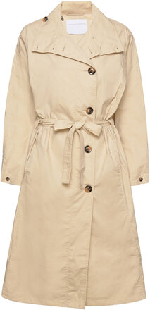 Poplin High Collar Coat Trench Coat Kåpe Beige Cathrine Hammel*Betinget Tilbud