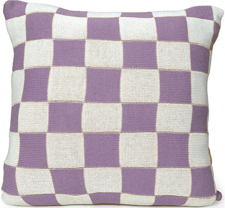C/C 50X50 Knitted Check Purple Home Textiles Cushions & Blankets Cushion Covers Purple Ceannis