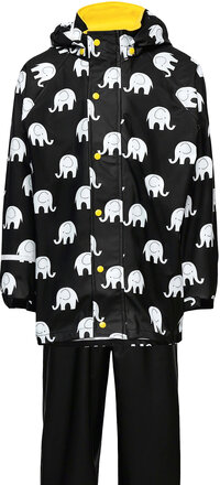 Rainwear Set Elephant Aop - Pu Outerwear Rainwear Rainwear Sets Multi/mønstret CeLaVi*Betinget Tilbud