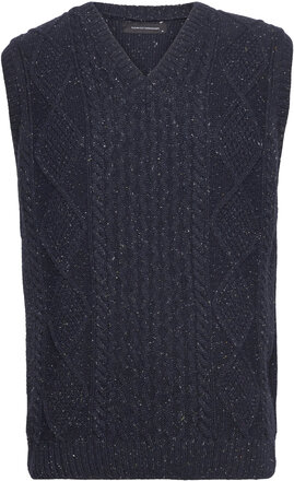Roberto V-Neck Knit Vest Tops Knitwear Knitted Vests Black Clean Cut Copenhagen