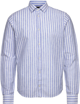 Jamie Cotton/Linen Striped Shirt Tops Shirts Casual Blue Clean Cut Copenhagen