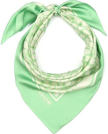 Signature C Vintage Printed Silk Square Designers Scarves Lightweight Scarves Green Coach Accessories