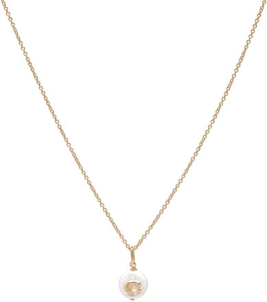 Coach Signature Coin Pearl Pendant Necklace Designers Jewellery Necklaces Pearl Necklaces Gold Coach Accessories